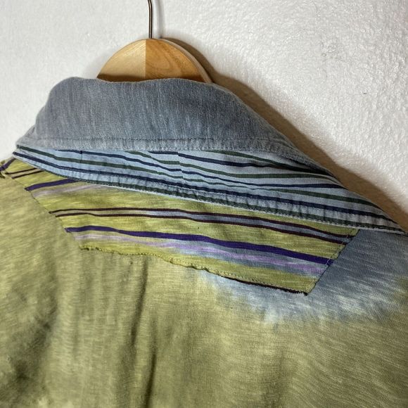 Custo Barcelona Long Sleeve Green Blue Collared Button Front Shirt Mens Medium - Picture 10 of 15